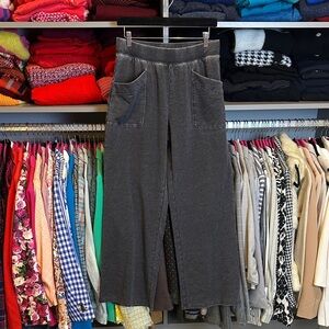 Any Body gray elastic waistband wjde leg 2 pocket long pants size S